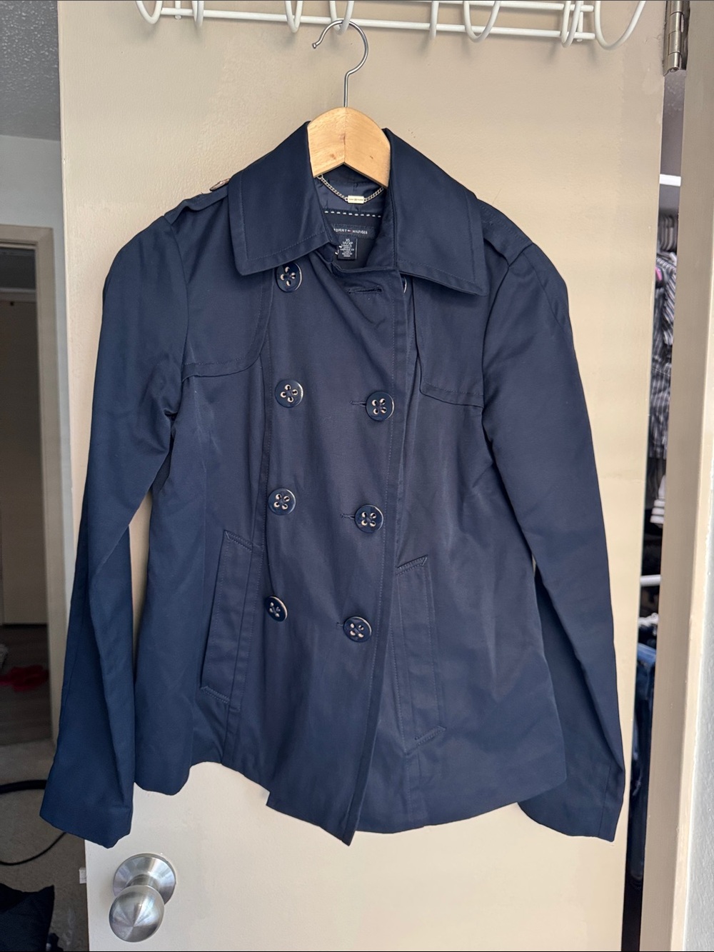 Tommy Hilfiger Navy Double-Breasted Pea Coat